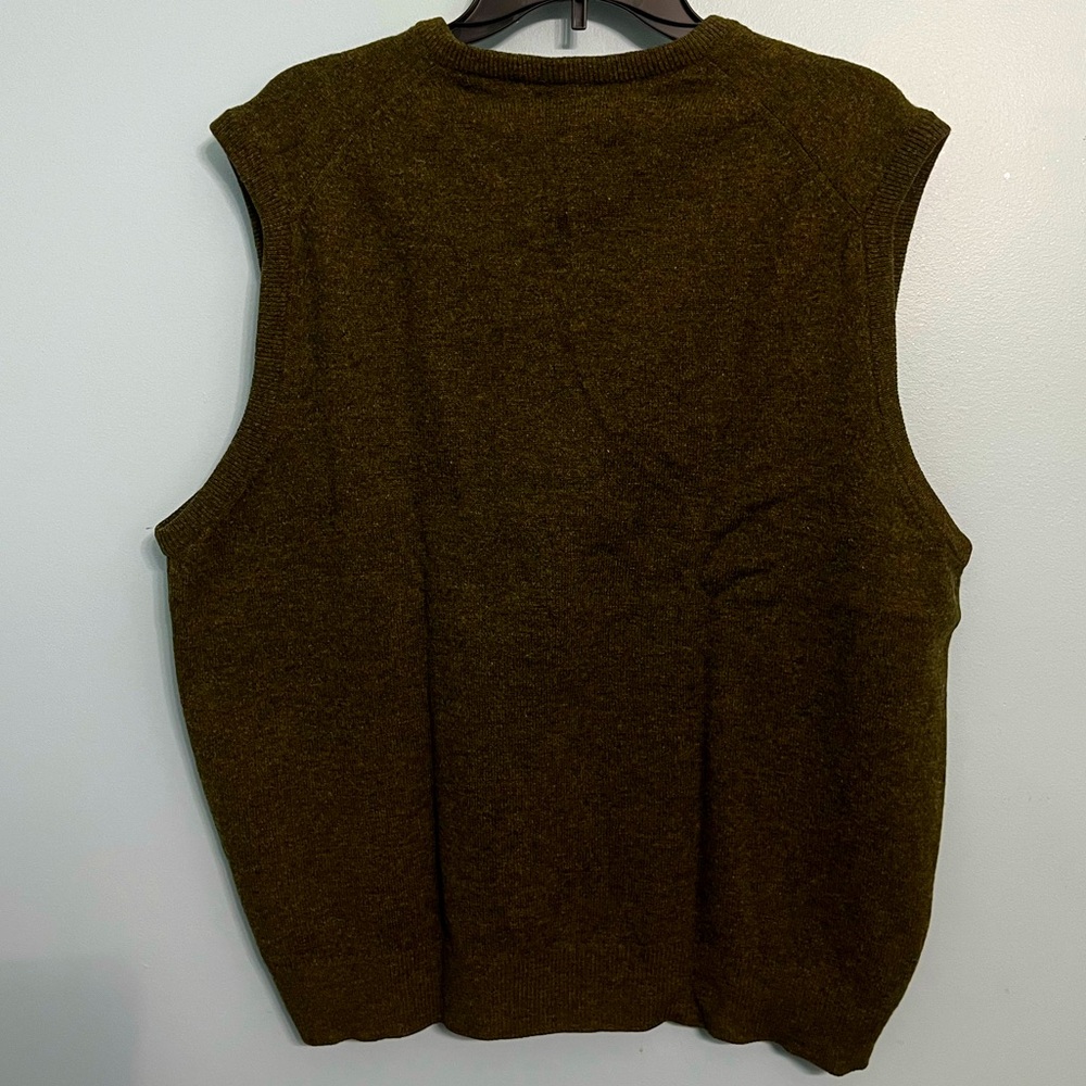 Lands End Men’s Large Brown Wool Sweater Vest - Picture 2 of 7